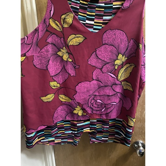 Worthington Women's Pink Floral Block Sleeveless Sheer Tank Blouse Plus Size 1X - Picture 5 of 11